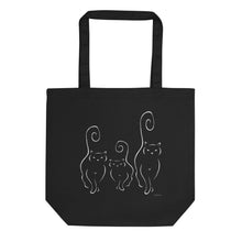 CATS SILHOUETTES  (front & back) Black organic Eco Tote Bag