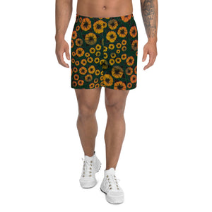 Orange Roses Men's Athletic Long Shorts