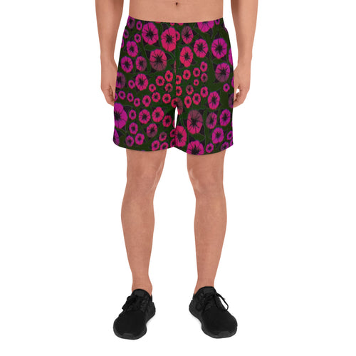 Red Roses Men's Athletic Long Shorts