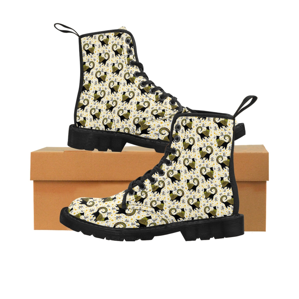 Gold Snooty Cats Cocktails Women's Canvas Boots