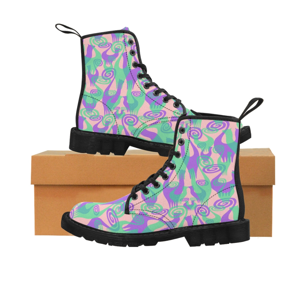 Purple/Green Snooty Layers Women's Canvas Boots