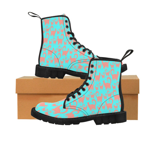 Pink & Blue Snobby Cats Women's Canvas Boots