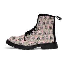 Pink Tribal Cats Women's Canvas Boots