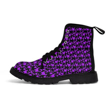 Purple Snobby Scatter Cats Women's Canvas Boots