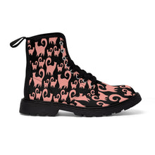 Pink Snobby Cats Pattern Women's Canvas Boots