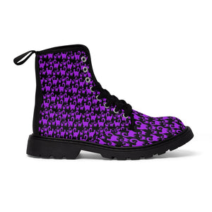 Purple Snobby Scatter Cats Women's Canvas Boots