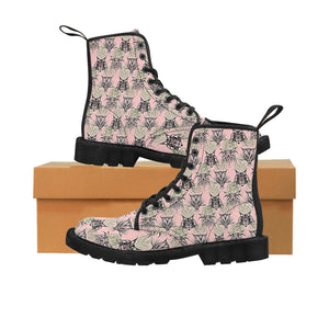 Pink Tribal Cats Women's Canvas Boots