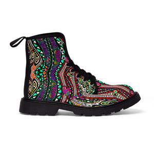 Swirly Rainbow Women's Canvas Boots