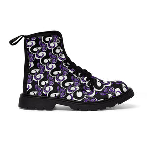 Purple Swirly Cats Women's Canvas Boots