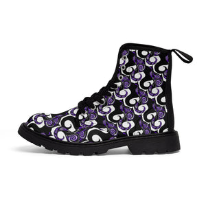 Purple Swirly Cats Women's Canvas Boots