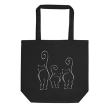 CATS SILHOUETTES  (front & back) Black organic Eco Tote Bag