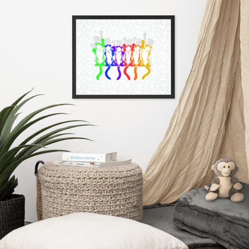 Rainbow Aerobics Cats Rear Framed poster