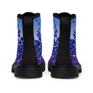 Blue Violet Flowers Women's Canvas Boots