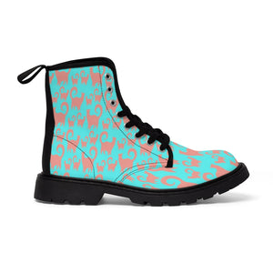 Pink & Blue Snobby Cats Women's Canvas Boots