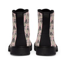 Pink Tribal Cats Women's Canvas Boots