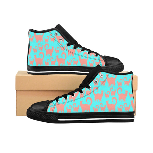 Pink & Blue Snobby Cats Women's High-top Sneakers