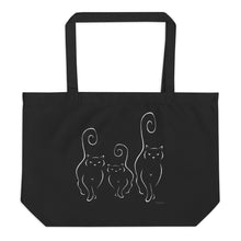 CATS SILHOUETTES  (front & back) Black Eco Large organic tote bag