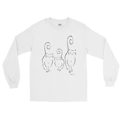 CATS SILHOUETTES Long Sleeve T-Shirt (2 sided front & back) - COOOL CATS
