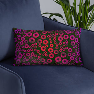 Pink and Red Bed of Roses designer Basic Pillow by John A. Conroy