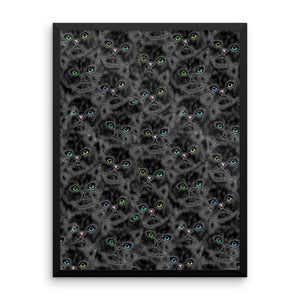 LUCKY BLACK KITTY FACES Framed poster - COOOL CATS