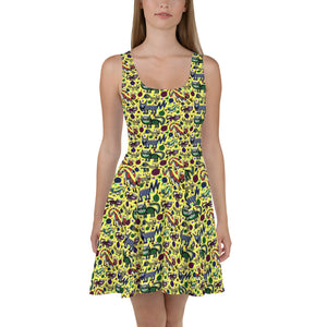 Sneaky Cats Scatter designer Skater Dress by John A. Conroy