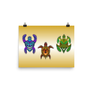 TRIBAL TURTLES MASKS Poster - COOOL CATS