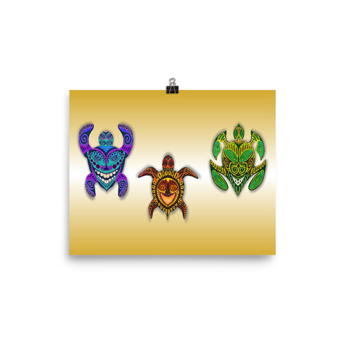 TRIBAL TURTLES MASKS Poster - COOOL CATS