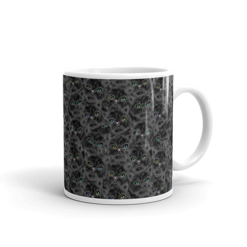 LUCKY BLACK KITTY FACES Mug - COOOL CATS