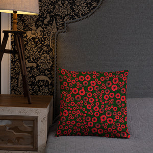 Bright Red Roses designer Basic Pillow by John A. Conroy