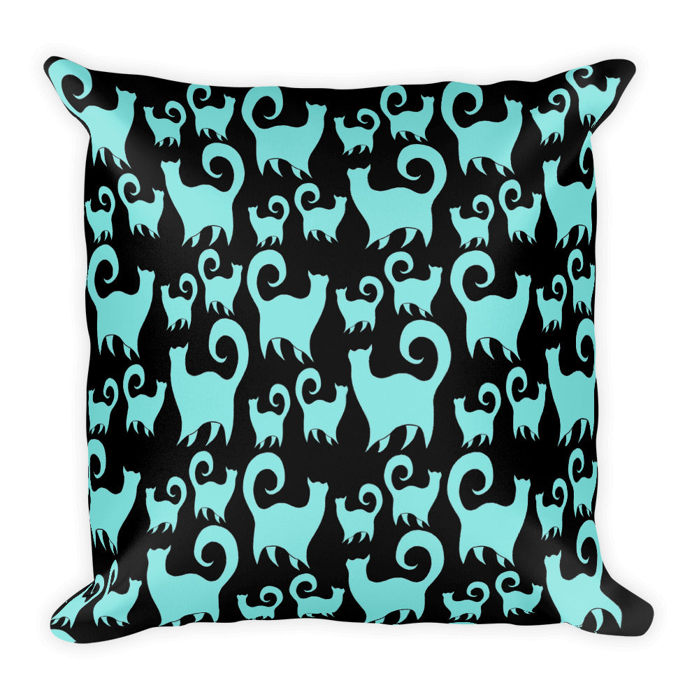 BLUE SNOBBY CATS Square Pillow - COOOL CATS