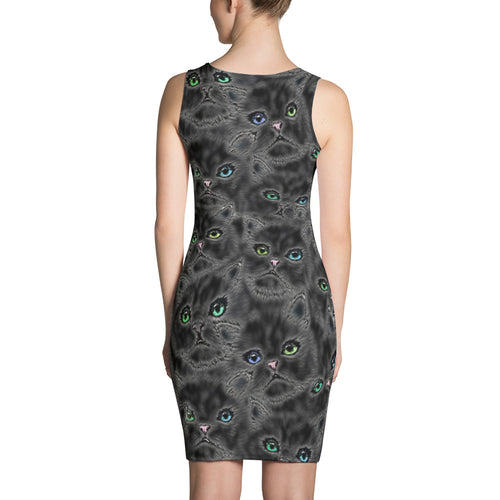 BLACK KITTY FACES Sublimation Cut & Sew Dress - COOOL CATS