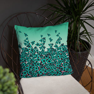 Turquoise Bed of Roses designer Basic Pillow by John A. Conroy