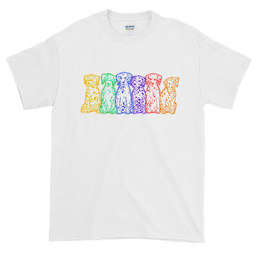 RAINBOW DALMATIANS  (2 SIDED) Short-Sleeve T-Shirt - COOOL CATS