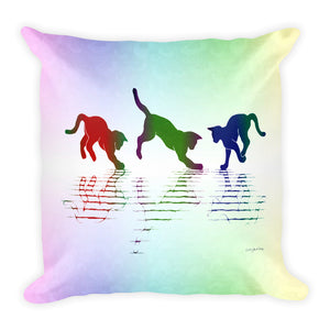 RAINBOW REFLECTIONS Square Pillow - COOOL CATS