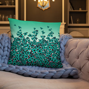 Turquoise Bed of Roses designer Basic Pillow by John A. Conroy