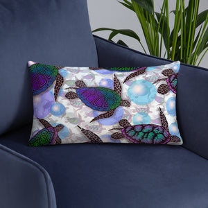 Sea of Turtles and Bubbles Basic Pillow