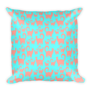 PINK CATS/BLUE Square Pillow - COOOL CATS