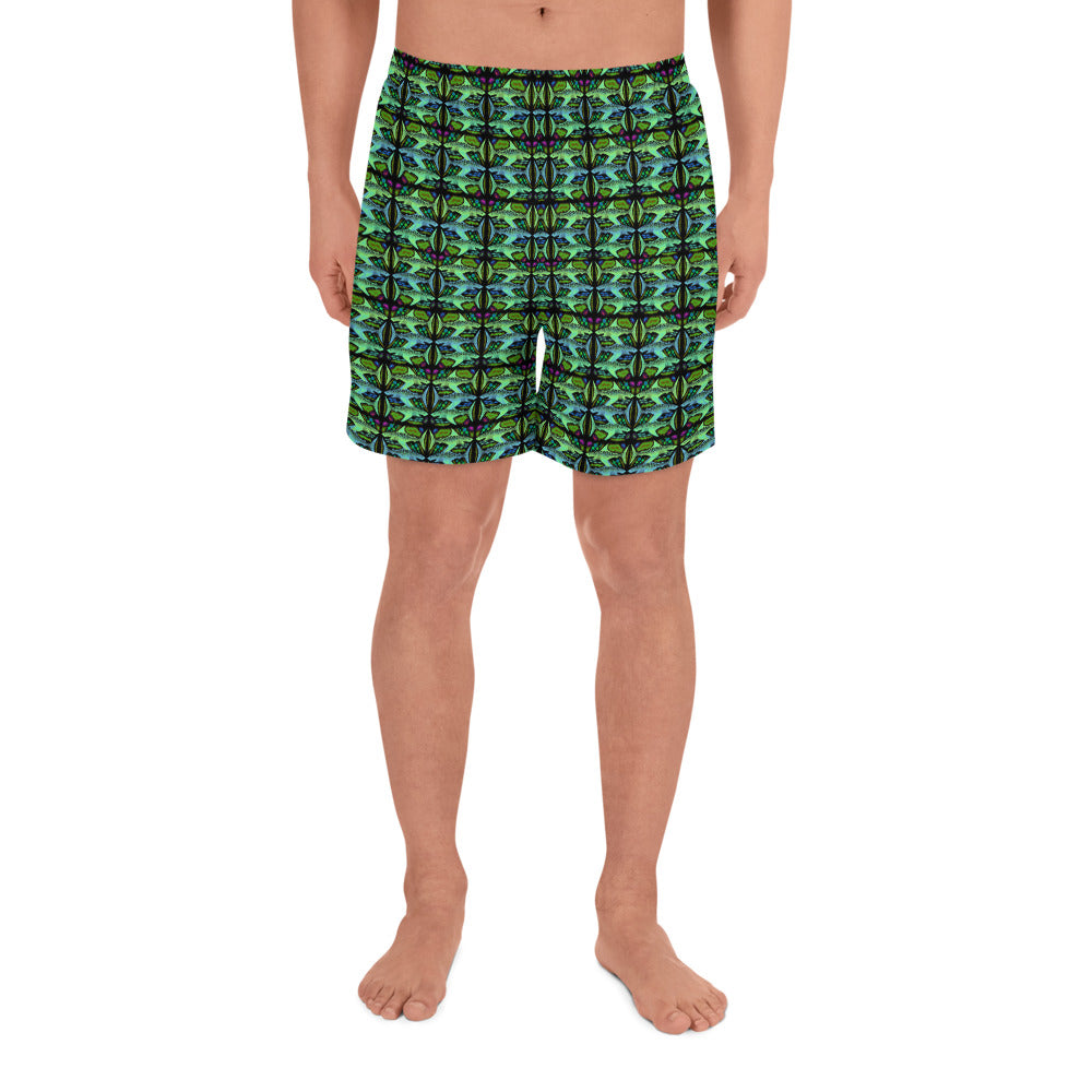 Green Sharks Men's Athletic Long Shorts