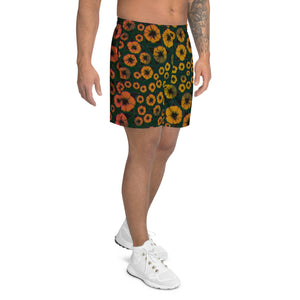 Orange Roses Men's Athletic Long Shorts