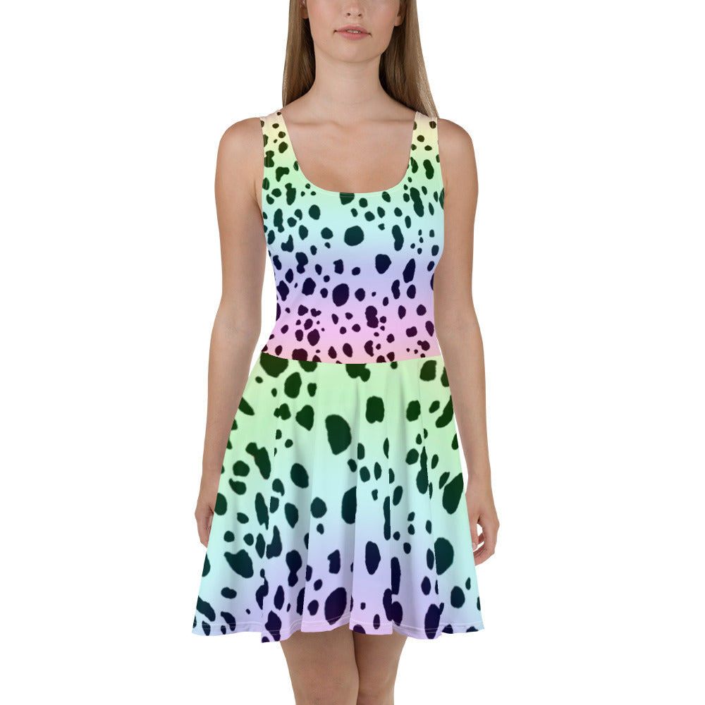 Rainbow Dalmatian Skater Dress