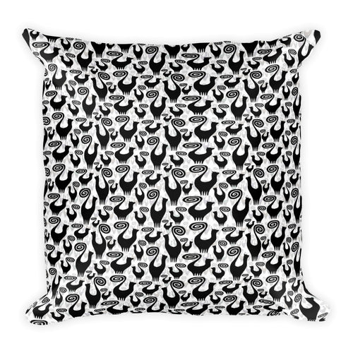 SCATTERED SNOOTY CATS Square Pillow - COOOL CATS