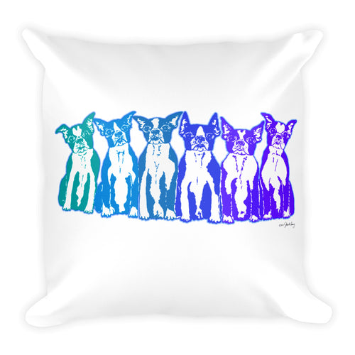 BLUE BOSTONS (FRONT & BACK) Square Pillow - COOOL CATS