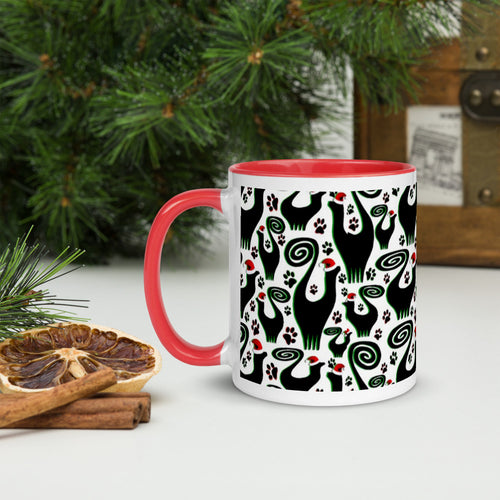 Snooty Xmas Cats Mug with Color Inside